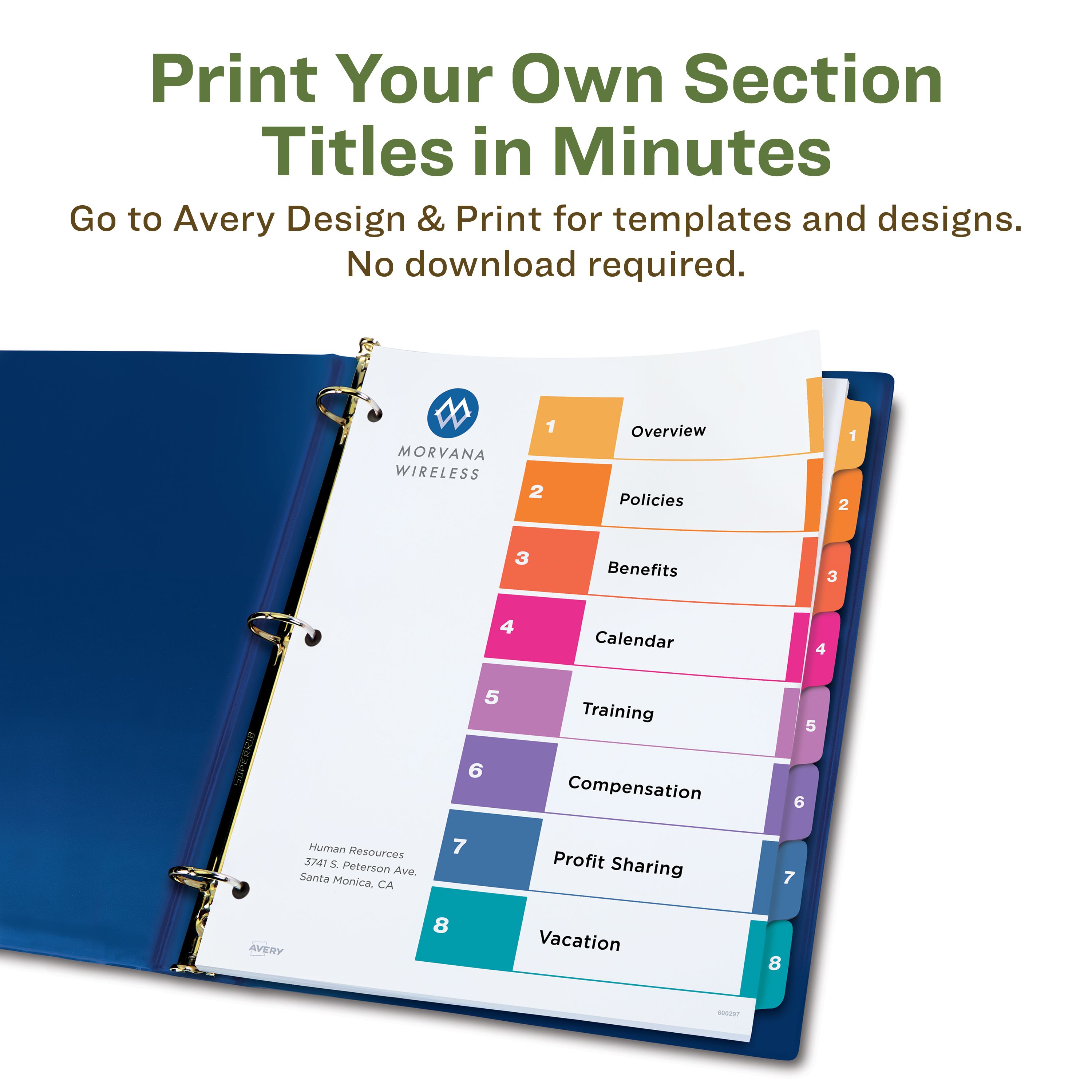 EcoFriendly Dividers, 8-Tab, Ready Index® 11081 | Avery
